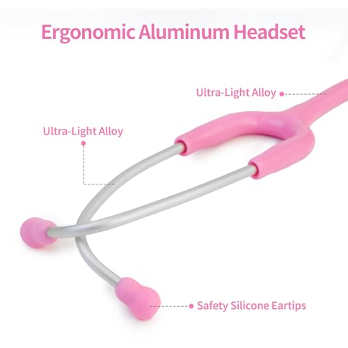 Image of Scian 30G-PK Stethoscope - High-Fidelity Acoustics, Lightweight Aluminum, Satin Tube for Pediatrics & Nursing - Nurse Essentials in Pink