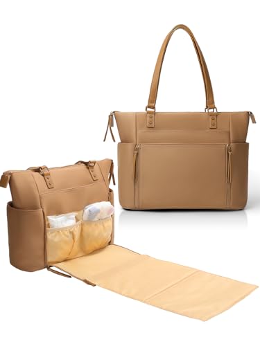 MOMINSIDE Neoprene Diaper Bag Tote, Diaper Bag Backpack,with 14 P...