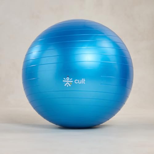 Image of CULT Anti-Burst Gym Ball 55 cm -Exercise & Balance, Yoga, Pilates, Core & Ab Workouts Durable 100kg Ball with Pump