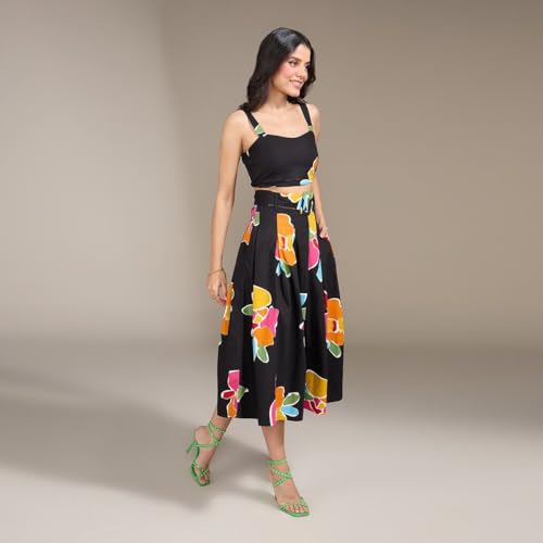 Image of Dress for Women|Top Bottom for Women|Lehenga for Women Dress for Women|Tops for Women|Dresses for Women |Women top| Multi-Color Printed Sweetheart Top and Midi Skirt Co-Ord