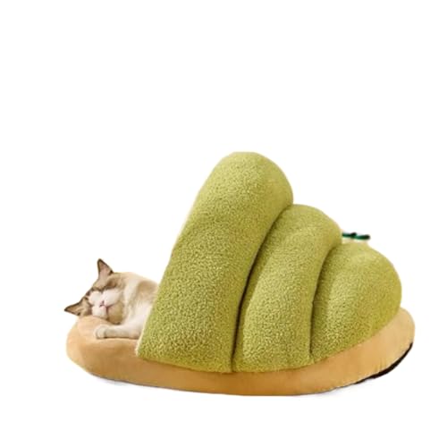 KuBen冬用保温 ペット用品セット猫用こたつ・ハウス・クッション 犬用ベッド かわいいスリッパの形 布団付き猫の家 防寒ペット用家具 (ライトグリーン,L)