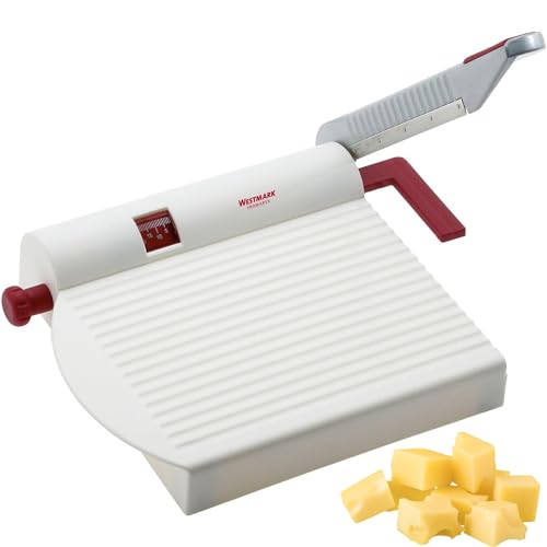 Westmark Käseschneide-Apparat mit scharfer Klinge, Variable Schnittstärke, Rostfreier Edelstahl/Aluminium/Kunststoff, Fromarex, Weiß/Rot/Silber, 70002260, 1 Stück