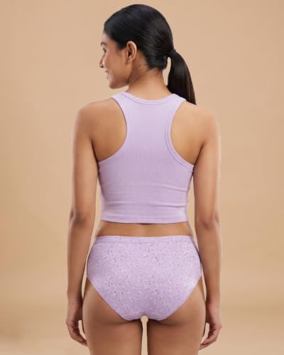 Image of URBAN ADVENTURE Women's Cotton Printed High Waist Full Coverage Briefs | Soft & Stretchable Everyday Hipster Panties | Breathable Comfort Fit | Pack of 3