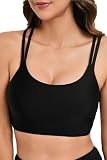 Women Swim Bra for Under Swim Shirt Straps Sport Bra Padded Bikini Tops Swimsuit Tops Only Bathing Suit Black