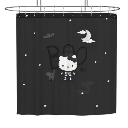 Franco Collectibles Sanrio Hello Kitty Skeleton Halloween Bath Microfiber Shower Curtain, 72x72, (Officially Licensed Product)