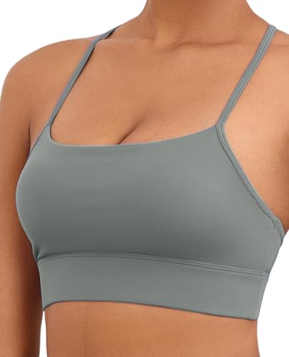 Image of Womens Y-Back Sports Bra, Weightless Padded Yoga Bra, Spaghetti Strap Low Impact Gym Top for Workout & Daily Wear