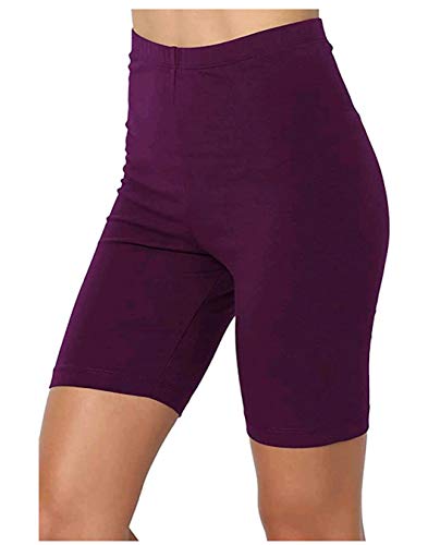 Cicilin Women's 1/2 Length Leggings Slip Shorts Bike Shorts Stretch Boyshorts for Yoga Under Dress Shorts (Purple 2XL)