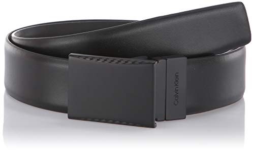 Calvin Klein Men's Reversible Plaque Dress Belt, black/Grey, 42