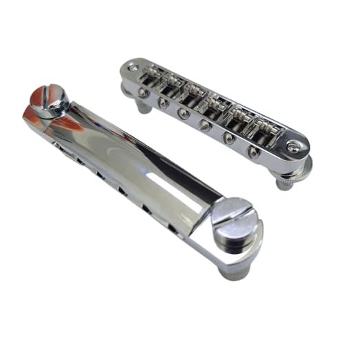 ギターローラーサドルブリッジテールピースセット、Tune-O-Maticスタイル用、クローム、ABR、LP、SGエレキギター用交換部品(Bridge Tailpiece Set)