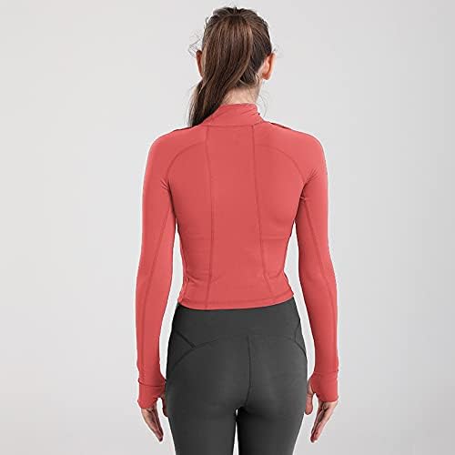 Women's Cropped Workout Jacket 1/2 Zip Pullover Running Athletic Outwear Slim Fit Long Sleeve Yoga Top - Image 5