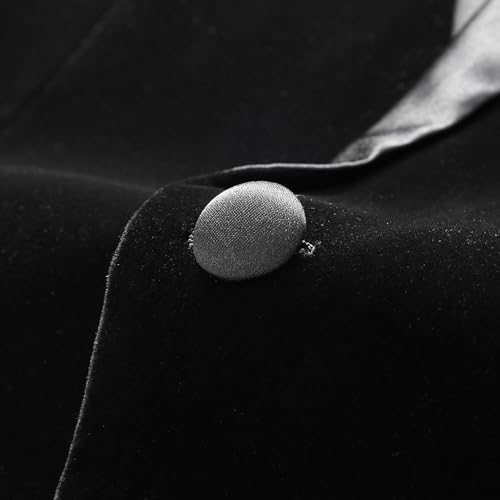 Mens Slim Fit Notched Lapel Velvet Blazer Suit Jacket for Prom Wedding Party One Button Tuxedo Jacket2