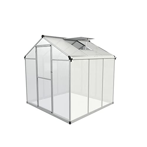 Serre de jardin en aluminium de 3,6 m² avec base de 182 x 190 cm - Polyvalente - Utilisable comme serre ou serre pour cultiver des tomates et des plantes