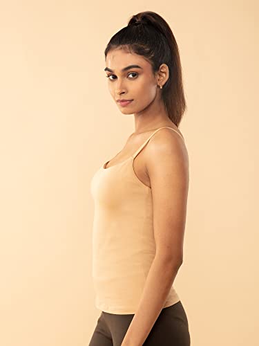 Image of NYKD Cotton Everyday Bramisole for Women - Camisole with in-Built Bra, Padded & Moulded Cups, Adjustable Straps - NYC003