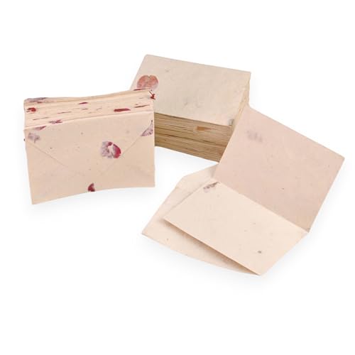 Image of Kathmandu Valley Co. 50 Vintage 4x6 Handmade Lokta Paper Nepali Cherish Greeting Cards & Matching Decorative Flower Petal Envelopes. Folded blank cards. Handmade In Nepal. (Bougainvillea)