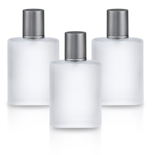 Refillable Perfume Bottles, 3 Pack Frosted Glass Spray Bottles with Fine Mist Sprayer - 30ml Empty Containers for Essential Oils & Fragrances
