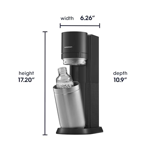 SodaStream E-Duo Sparkling Water Maker (Black) with 60L CO2, 1 BPA- Free Carbonating Bottle and (1)1L Glass Bottle