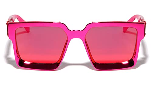 Dweebzilla Metallic Oversized Thick Bold Square Luxury Sunglasses2