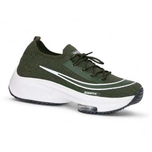Image of Yes'No Men's Sports Shoes | Lightweight Mesh Running Shoes with Soft Cushioning & Lace-Up Design | Comfortable Slip-On Sneakers for Walking, Jogging, Gym 2 inch Curved Heel, Black