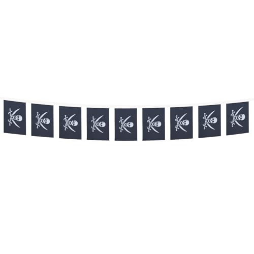 Image of AZ FLAG Pirate Jack Rackham 6 meters BUNTING Flag 20 flags 9'' x 6'' - Pirates STRING flags 15 x 21 cm