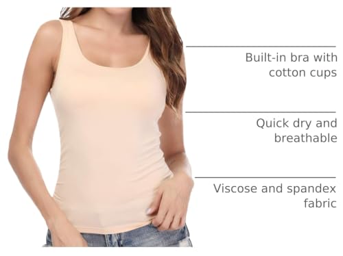 Image of Camisoles for Women with Built in Bra,Basic Yoga Top Layering Tank Top Padded Bra Undershirt(S-3XL)