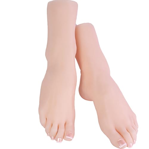 Silicone Life Size Female Feet Model Realistic Mannequin Fake Foot with Bone Display Shoes Display Jewelry Sandal Shoe Sock Display Art Sketch Nail Wrinkles on Soles