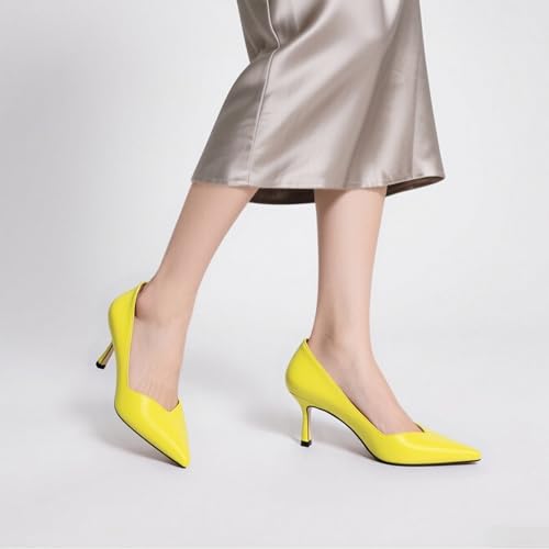 Image of Women Pointed Closed Toe 2.5 Inch Kitten Heel Slip On Pumps