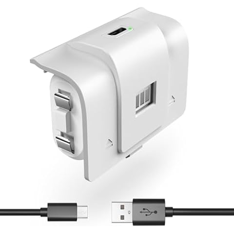 Rechargeable Controller Battery Pack with 4 Cover Play and Charge Kit with Micre USB Charging Cable for Xbox 1, S/X/Elite Wireless Remote, White-1 Pack Cover