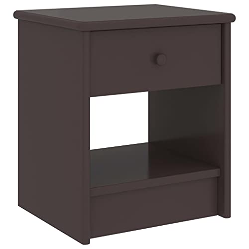 Tonture Comodino marrone scuro, 35 x 30 x 40 cm, in legno massello, per camera da letto, con cassetto, mobili in legno robusto per uso notturno