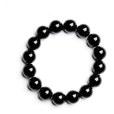 EUMENIDES Black Bracelet, Obsidian Bracelet, 7.45", 4/6/8/10/12MM, Glossy Pure Black, (12MM) Cover