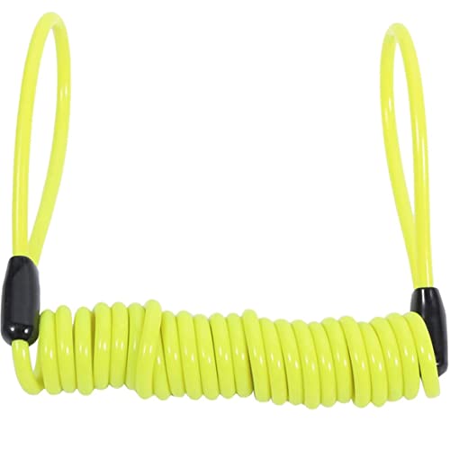 AUTOZOCO Cable candado, Cable de seguridad para vehículos de dos ruedas, Adaptador de recordatorio antirrobo, Candado motos, scooters y bicicletas, Amarillo, Diámetro cable 2 mm, 120 cm Largo