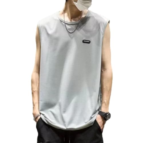 Men's Tank Top Lightweight Fashion Casual Sleeveless T-Shirt Outdoor Exercise Running Muscle Shirt Soft Sweating Breathable Sportshirt C-Light Grey M