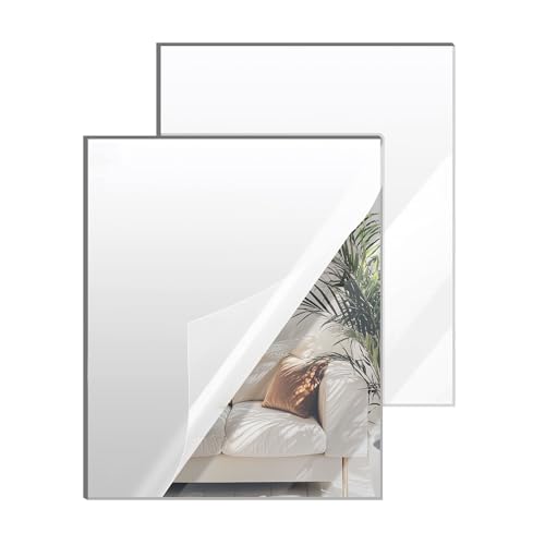 Silver Mirror Acrylic Sheets – 2 Pack, 12x16Inches, 1/8 Inch Thick, Reflective Mirror Acrylic Ideal for Laser Cutting, DIY Crafts, and Home Decorations (30x40cm)