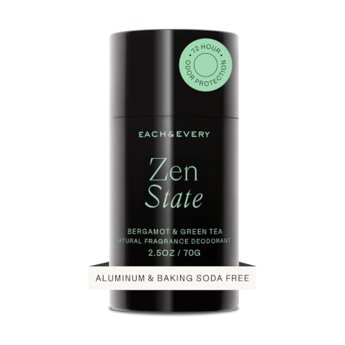 Each &amp; Every Aluminum Free Deodorant for Women &amp; Men – Natural Fragrance 72-Hr Odor Protection, Non-Toxic Deodorant for Sensitive Skin, EWG Verified, Baking Soda Free - Bergamot &amp; Green Tea, 2.5oz