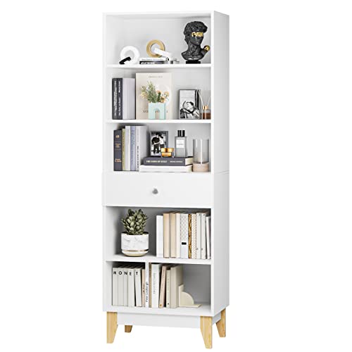 189 cm Bücherregal, Bücherschrank mit 5 Fächern 1 Schublade, Raumteiler,...