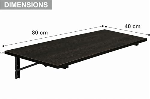 Image of Enigmatic Woodworks Wall Mounted Folding Study Table | Space Saving Foldable Laptop Desk for Home & Office | Engineered Wood Wall Mount Table (Wenge, 80 * 40cm)