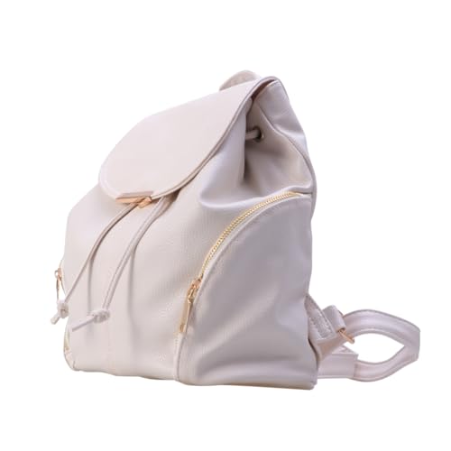 Sac à dos PU blanc pour femme grand sac de voyage spacieux quotidien pour shopping