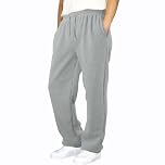 NetSetUK Joggers for Men UK Tracksuit Jogging Bottoms Men’s Fleece Joggers Open-Hem Sweatpants with Pockets Drawstring Trousers Gym Workout Light Grey