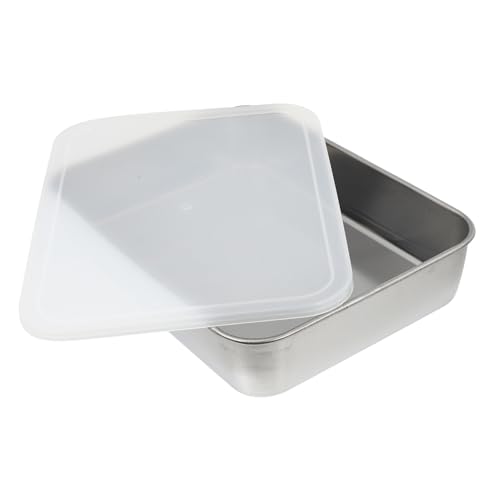 Angoily 1 set Stainless Steel Baking Pan with Lid Kit Fresh Keeping Food Service Pans for Baking Lasagna Cakes and Casseroles Dishwasher Kitchen Bakeware