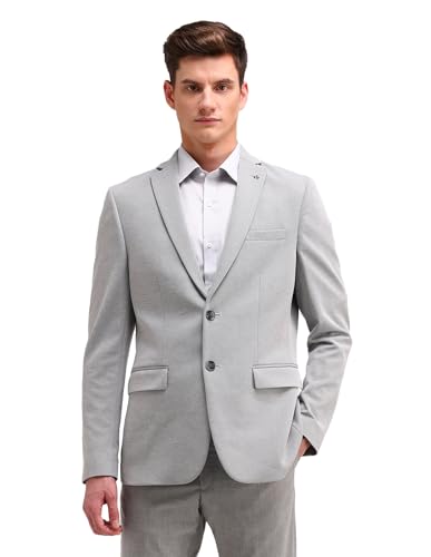 Image of Arrow Knitted Mens Blazer - Self-Design Striped Pattern, Five Pockets, Double-Vented Back Hem Stylish Blazer for Men