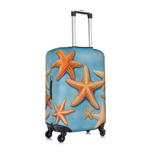 Blue Background Starfish Tsa Approved Luggage Cover For 18-32 Inch Suitcases Scratch-Resistant Stretch Luggage Cover3