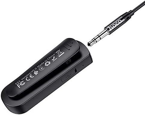 Back of HOCO E52 receiver showing the clip and micro-USB charging port