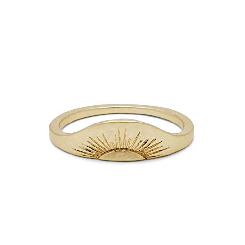 Pura Vida Gold-Plated Rising Sun Ring - Brass Base, Hammered Finish - Sizes 5-9