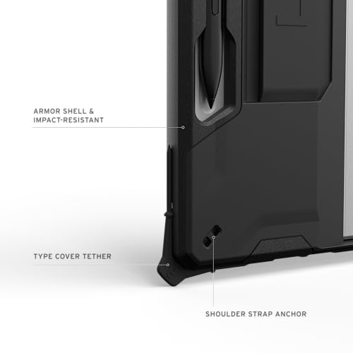 Image of Urban Armor Gear UAG Surface Pro 12 inch Case, Scout Feather-Light Rugged Heavy Duty Protection Cover Designed for Surface Pro 1st Edition 12 inch (2025) with Handstrap & Surface Pen Holder - Black