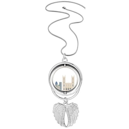 Collier pendentif ailes d'ange et ville du Canada en argent pour femme