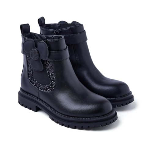 GIOSEPPO, Modelo BREED,Botines para niña con brillo y flor de quita y pon. Cuentan con plantilla acolchada, elástico en el lateral externo y cremallera en el lateral interno de la caña.
