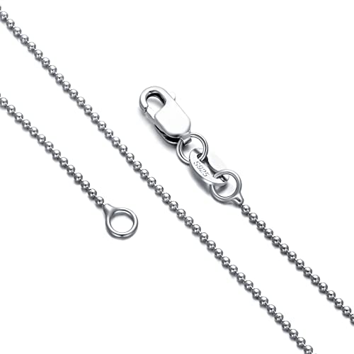 Dralox Ball Chain Necklace 1Mm Italian 925 Sterling Silver Bead Ball Strand Chain Necklace Jewelry Gift For Women Girls 16 Inch #TOP3