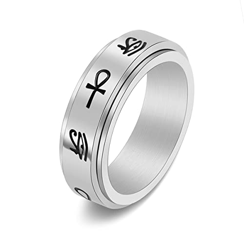 Image of COLORFUL BLING Titanium Stainless Steel Cross Anxiety Spinner Ring Rotating Fidget Ring Stress Relieving Wedding for Him Her Couple Promise Lover Jewelry