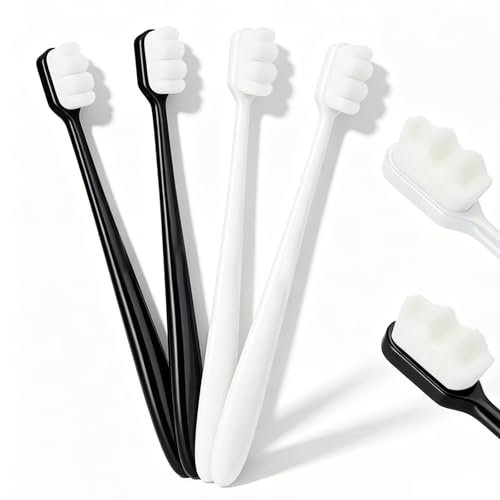 4 Pcs Soft Bristle Toothbrush Black & White