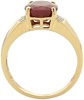 Vista 2 de Gin & Grace Anillo de rubí opaco genuino de oro amarillo de 10 quilates de 3 quilates con diamantes para mujer, joyería hecha a mano