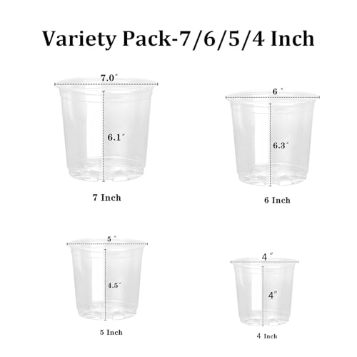 Oupsaui 4/5/6/7 Inch Clear Nursery Pots With Drainage Holes thumb #2
